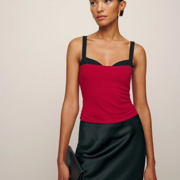 Reformation Tops - REFORMATION HARLAN KNIT TWO TONE TANK TOP